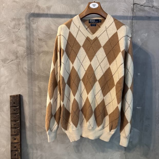 폴로 랄프로렌 알파카 코튼 아가일 니트 100