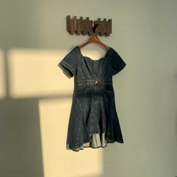 알렉산더 맥퀸 비대칭 데님 드레스