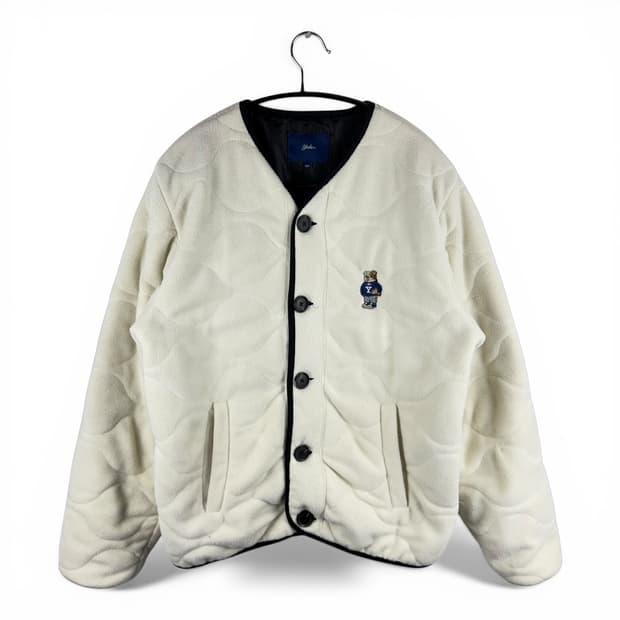 S) 예일 엠브로이더리 댄 카라리스 퀼팅 플리스 자켓 아이보리