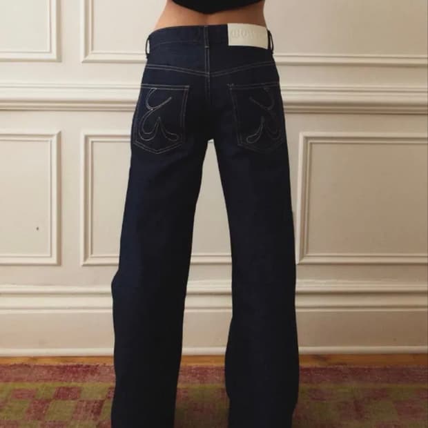 글로니 901 로우라이즈 와이드 데님 진 딥블루 M사이즈