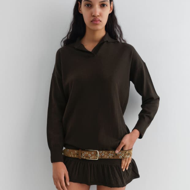 [S,M]기마구아스 Fille 러플 니트 원피스/브라운