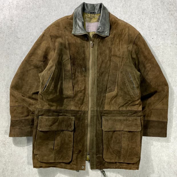 [L] 90s Vintage 빈티지 리얼 레더 스웨이드 집업 코트