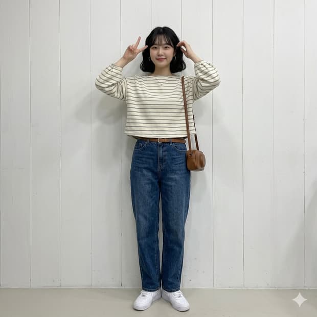 제너럴 아이디어 스트라이프 보트넥 티셔츠