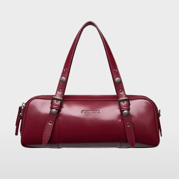 블랙퍼플 하네스 보스턴 백 레드 새상품