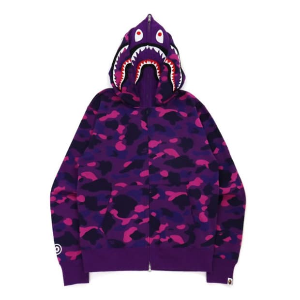 컬러 카모 샤크 와이드핏 풀더블후드  후드집업 L