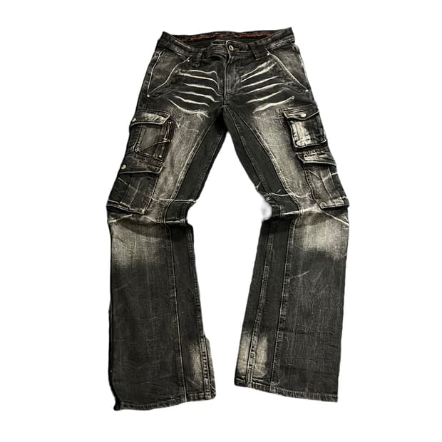 흑청 워싱 카고팬츠 