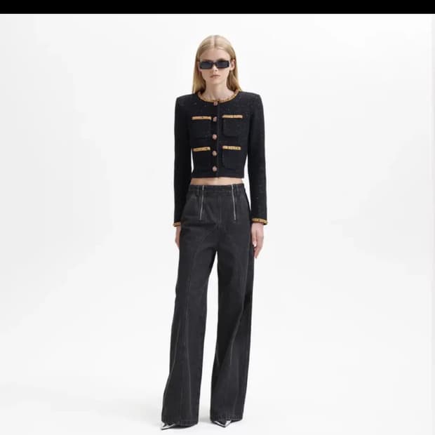 셀프포트레이트 블랙 시퀸 가디건 L