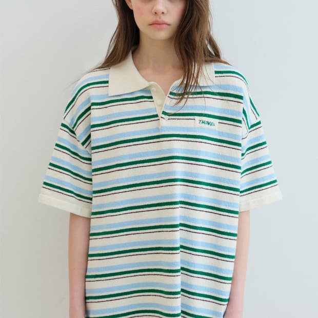 더오유 OVERFIT COLLAR KNIT (IVORY & GREEN)