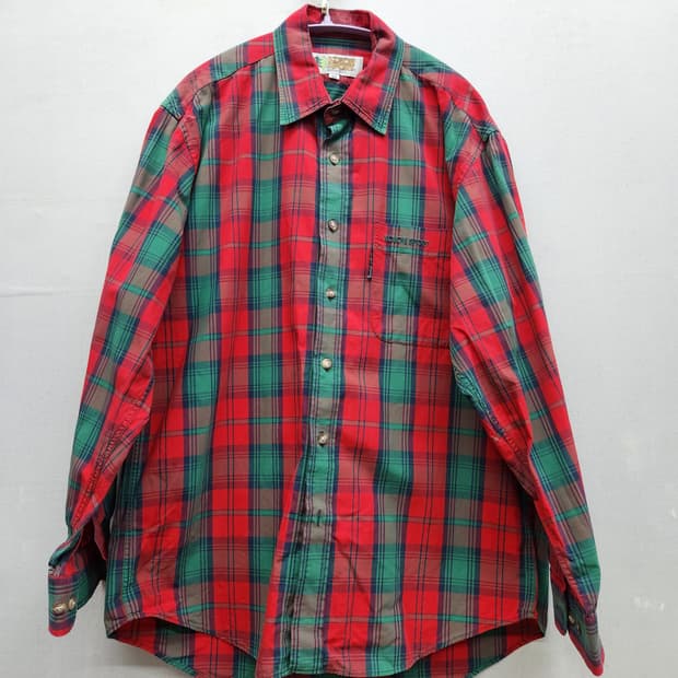 올드스쿨 코오롱스포츠 타탄체크 원포켓 셔츠 95(L)