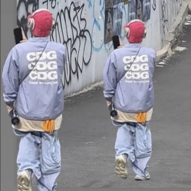 [M]꼼데가르송 스트라이프 코치자켓 지디착용