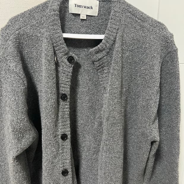 토니웩 베이비 알파카 브러시드 크루넥 가디건(멜란지 그레이)