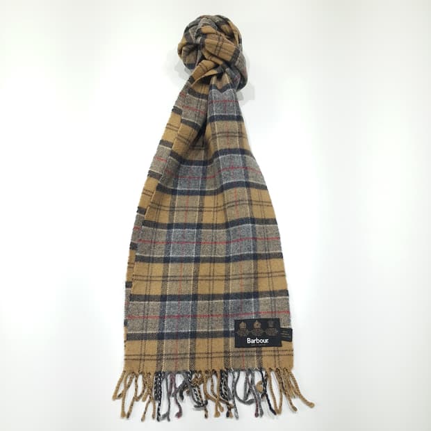 MX651 바버 90s 스코틀랜드판 램스울 타탄 카멜 머플러 목도리
