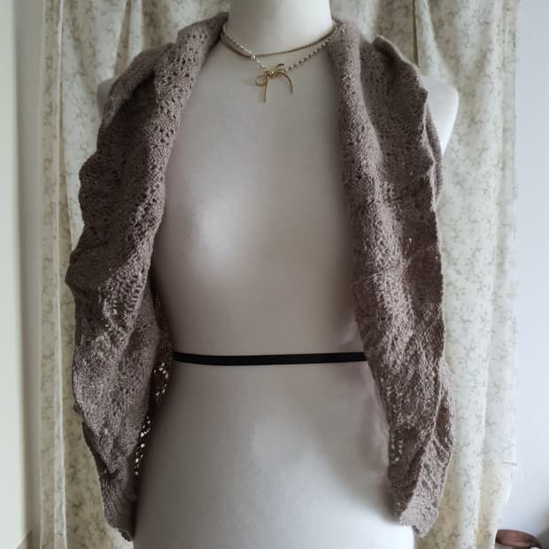 [모리걸] 니트 숄 가디건 브라운 색상