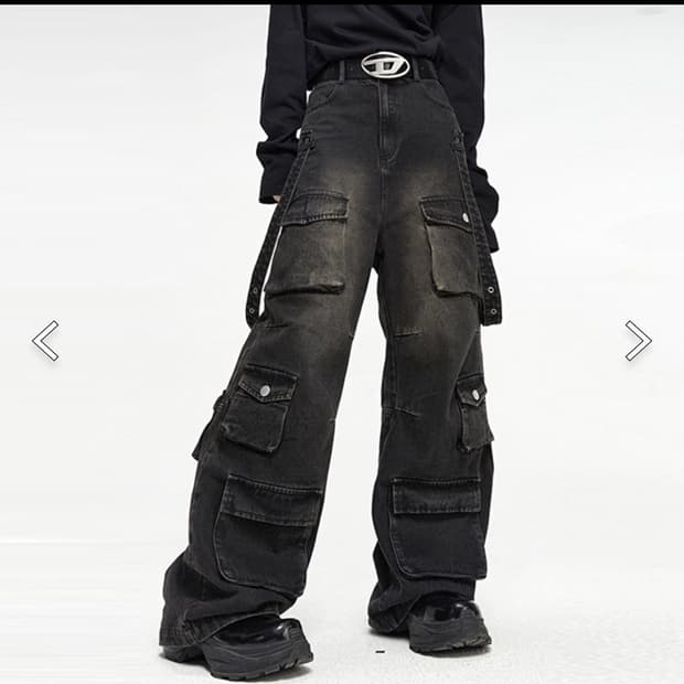 Multi-pocket wide jeans  데님 오버핏 팬츠 L사이즈