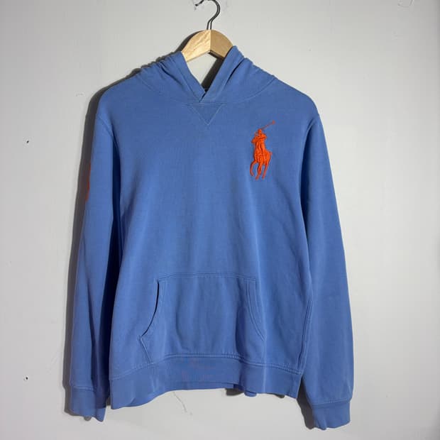 폴로 오렌지 로고 스카이블루 후드티 (무료배송)