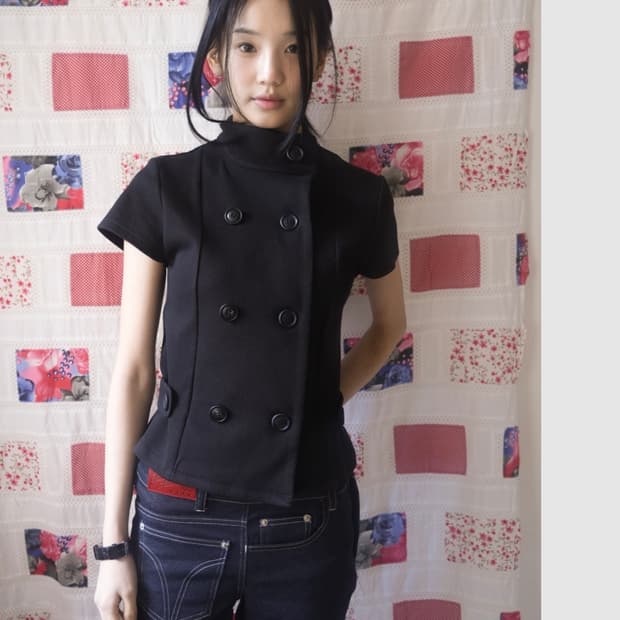 인앤양하모니 더블 버튼 자켓 블랙