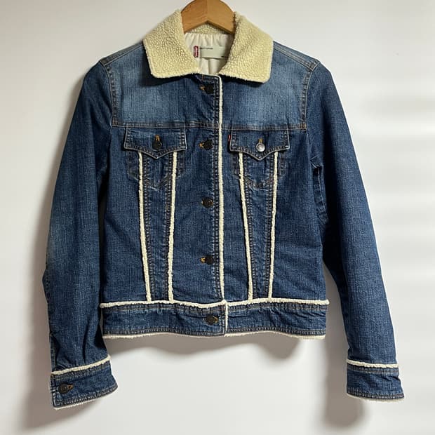 리바이스 퀄링 쉐르파 크롭 데님 청자켓 90