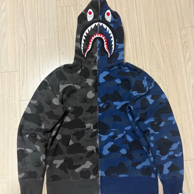 베이프 반반후드집업