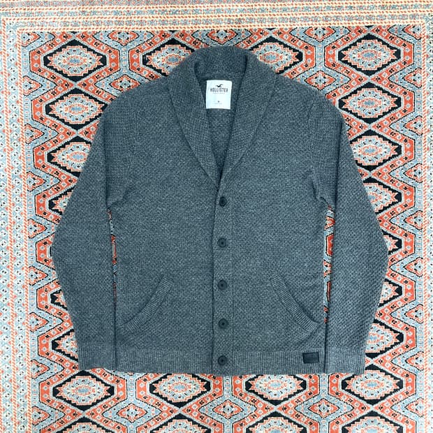 홀리스터 차콜 그레이 코튼 숄카라 니트 가디건 남성M