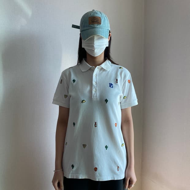 🌮 [Pearly Gates] 위트 자수 화이트 피케 셔츠