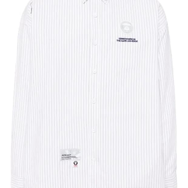 (L) Aape 스트라이프 코튼 옥스포드 셔츠