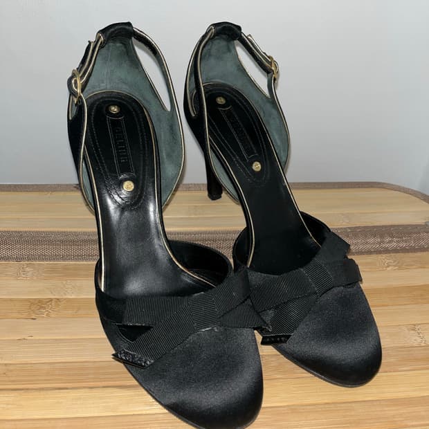 Celine 셀린느 새틴 블랙 리본 힐