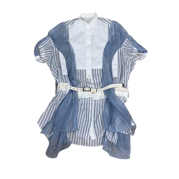 사카이 2017SS 포플린 레이어드 스트라이프 셔츠 드레스