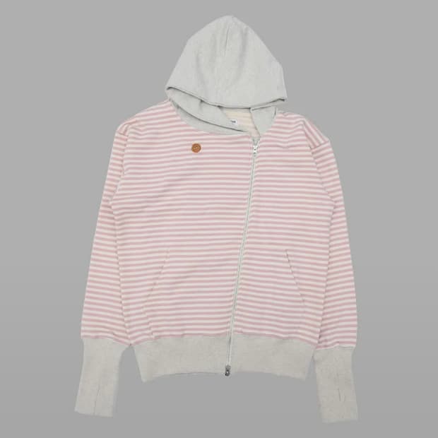 더뮤지엄비지터 스트라이프 언발란스 집업_핑크