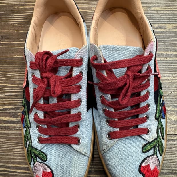 구찌 플로럴 자수 데님 에이스 빈티지 스니커즈 245~250