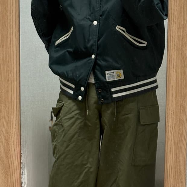 [S급] 봄코디완성🌸❗️커버낫 바시티 자켓 XL, 빅유니온 카고팬츠 M