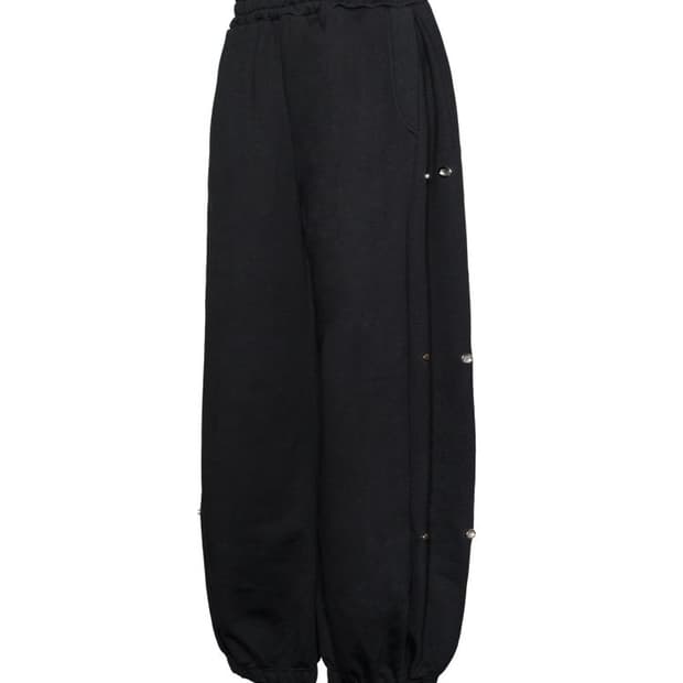 [S M] MJD 사이드 스냅 와이드 헤비 스웻 팬츠 블랙