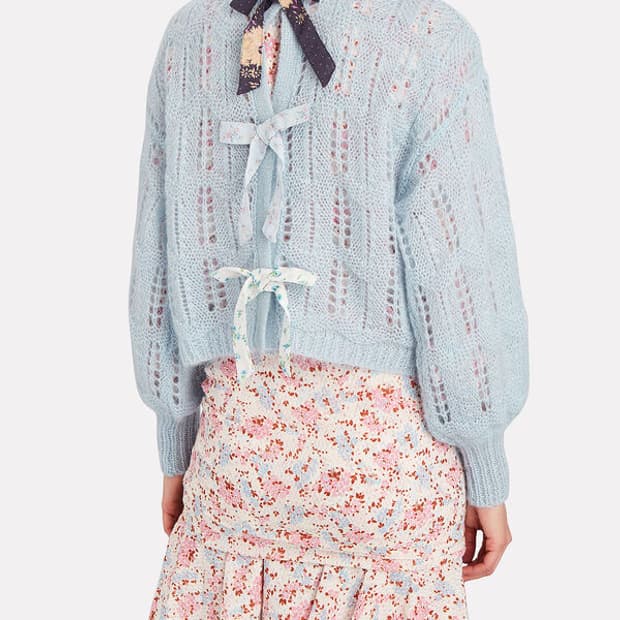 Love shack fancy 러브 쉑 팬시 백 타이 모헤어 니트 