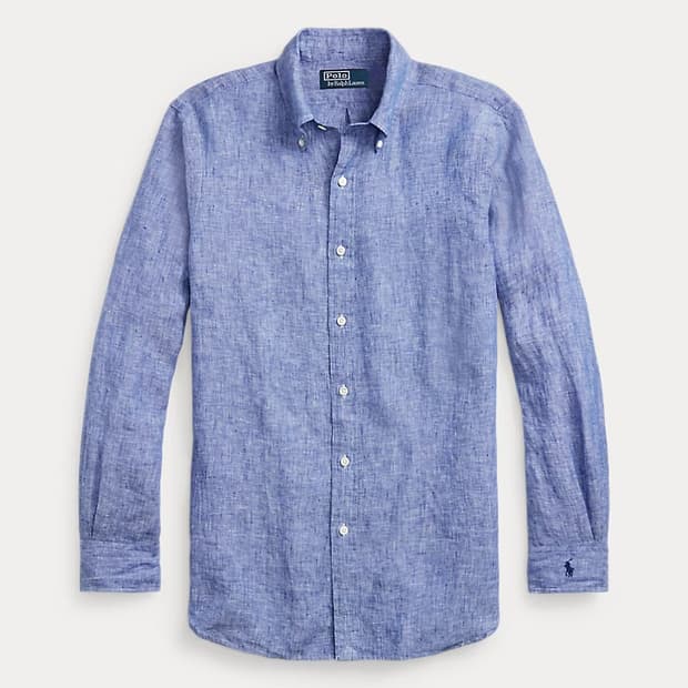 폴로 커스텀 핏 린넨 샴브레이 셔츠
