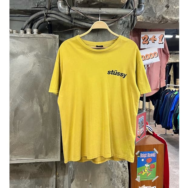 스투시 베이직 로고 반팔티 옐로우 L #csz3232