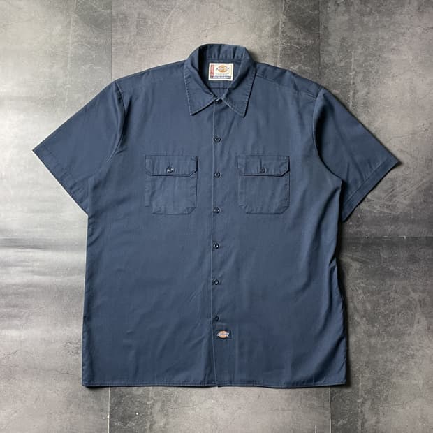 DICKIES 00s 디키즈 네이비 플랩포켓 반팔 워크셔츠 A01138