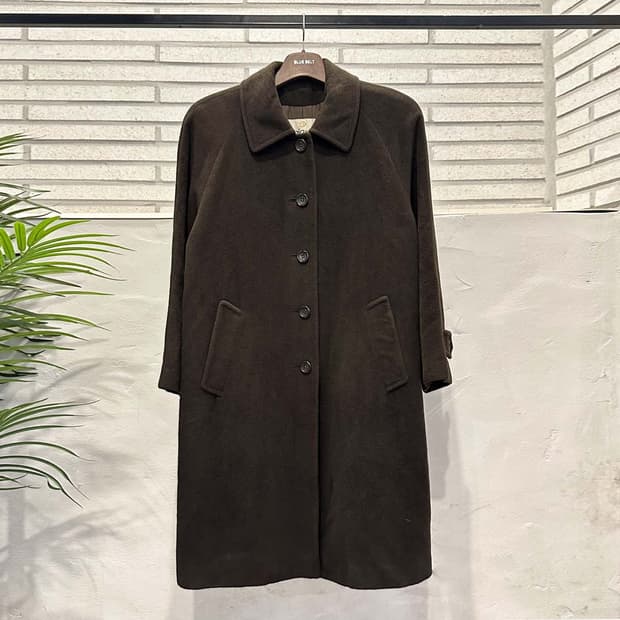 JPN VINTAGE 싱글 롱 코트 레글런 투포켓 디테일 다크 브라운