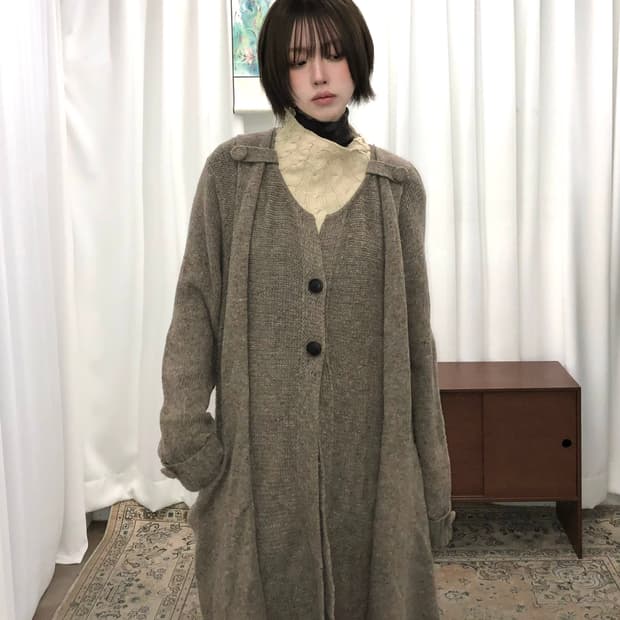 브라운 롱 가디건