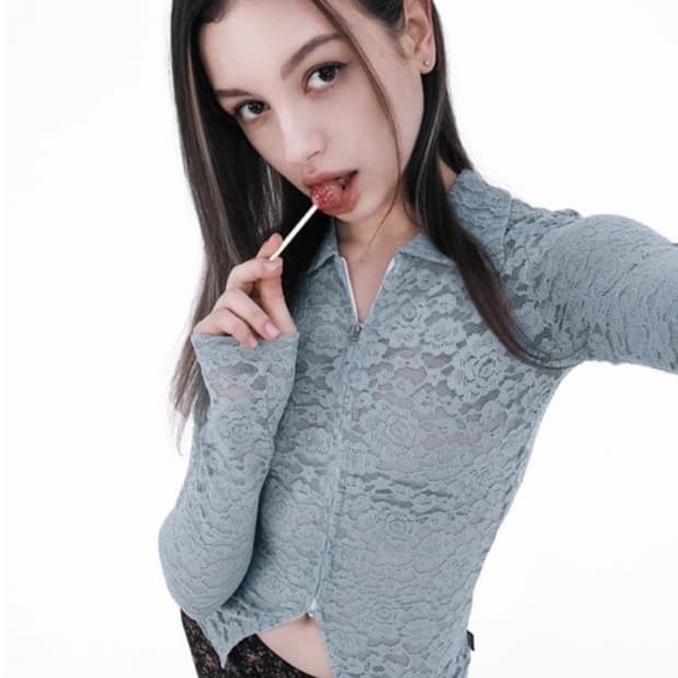 스컬프터 로즈 레이스 집업 