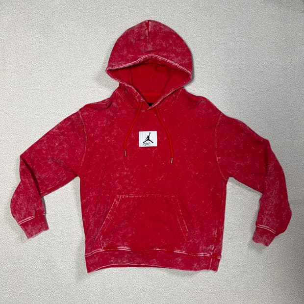 나이키 조던 XL 에센셜 워시드 레드 후드티