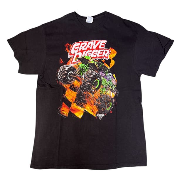 빈티지 몬스터잼 MONSTER JAM 그레이브디거 그래픽 티셔츠 L