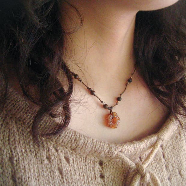 pumkin san-flower necklace 펌킨 산플라워 목걸이