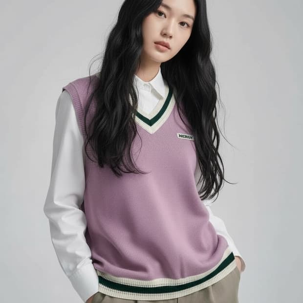 nerdy v넥 니트 베스트 조끼 M