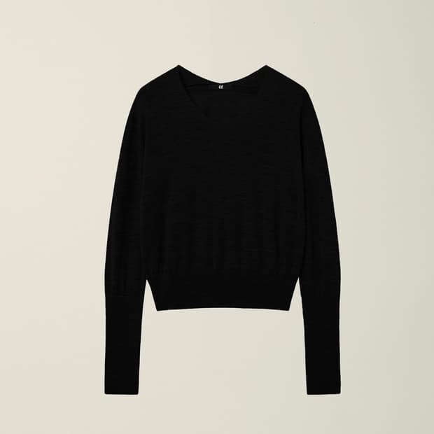WOMENS V-NECK WOOL KNIT 블랙
