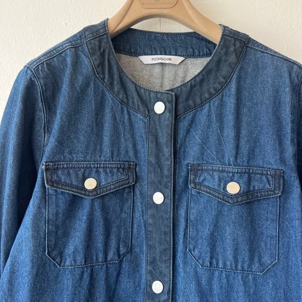 푸쉬앤건 여성 진청데님자켓 라운드청자켓