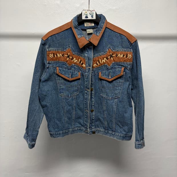 빈티지 웨스턴 데님 레더 자켓