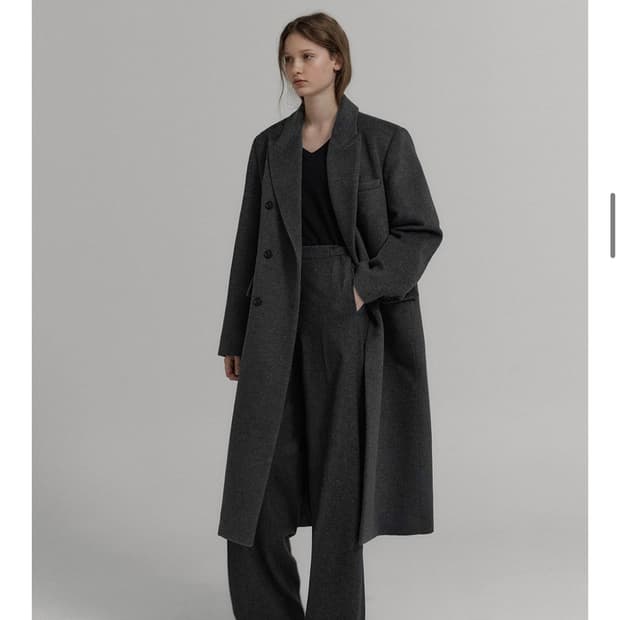 Klean royal cashmere double coat 차콜 S