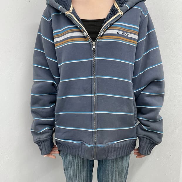 CRU 스트라이프 헤비 퍼 집업