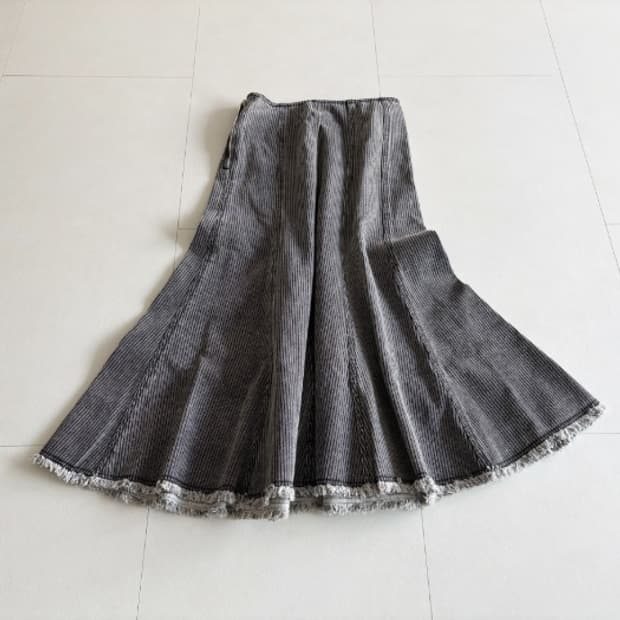 striped flare long skirt