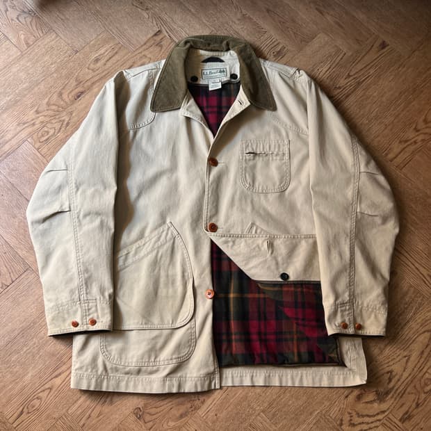 [L]L.L.Bean USA 엘엘빈 타탄체크 라이닝 아이보리 헌팅 자켓