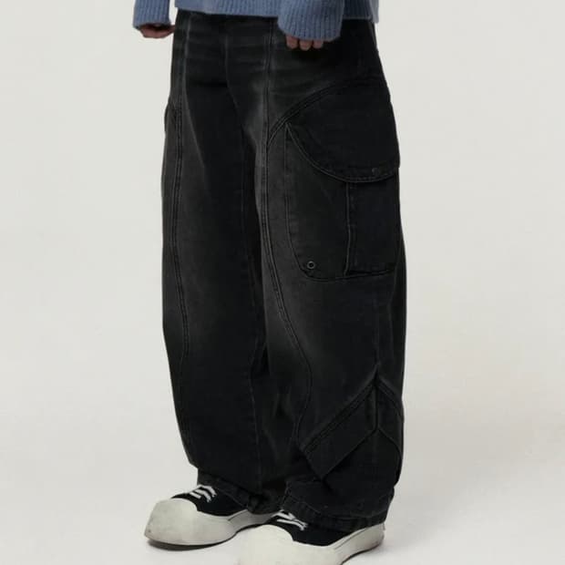 아이돈워너셀 Pryer Cargo Denim Pants Black